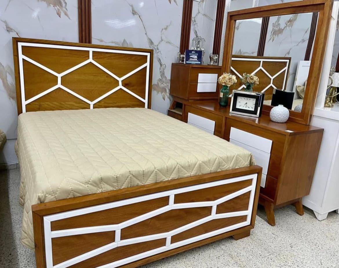 Juego de habitacion Anny caoba natural/blanco